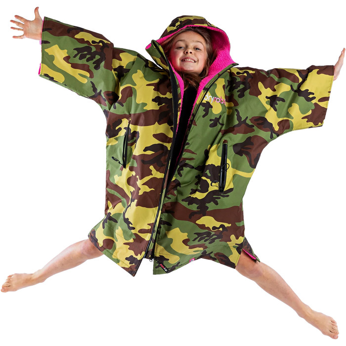 2024 Dryrobe Advance Junior Kurzarm-Wechsel Robe V3 V3KSS - Camo / Pink